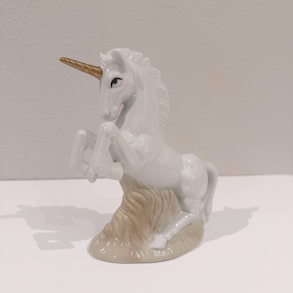 1980s Vintage Unicorn Mythical Ceramic Art Figurines